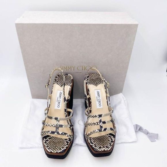 Jimmy Choo Black Ariela Snake Printed Platform - Picture 2 of 12